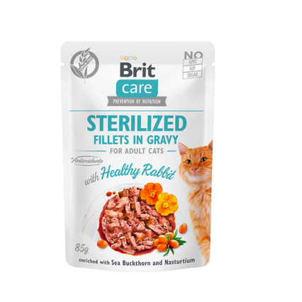BRIT CARE CAT STERILIZED FILLETS IN GRAVY WITH HEALTHY RABBIT
