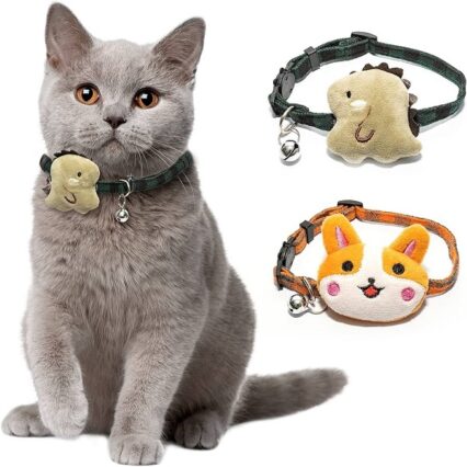 COLLAR GATO TELA + BROCHE