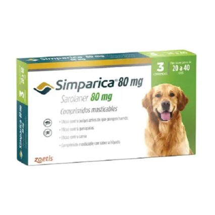 SIMPARICA 80MG 3 TABLETAS 20 A 40KG
